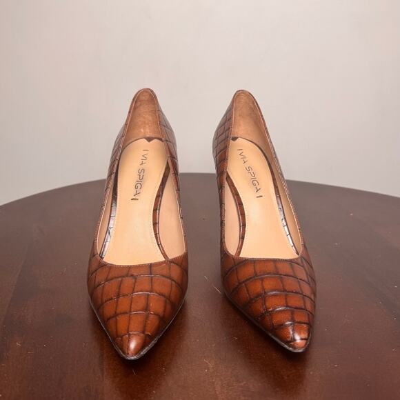 Via Spiga Croc Embossed Leather Pumps - Size 7 - Picture 2 of 6